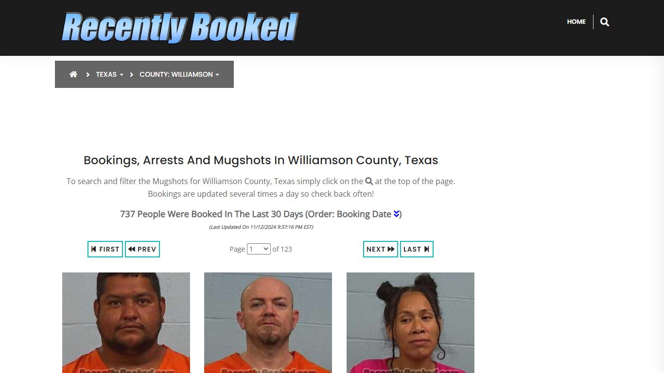 Bookings, Arrests and Mugshots in Williamson County, Texas